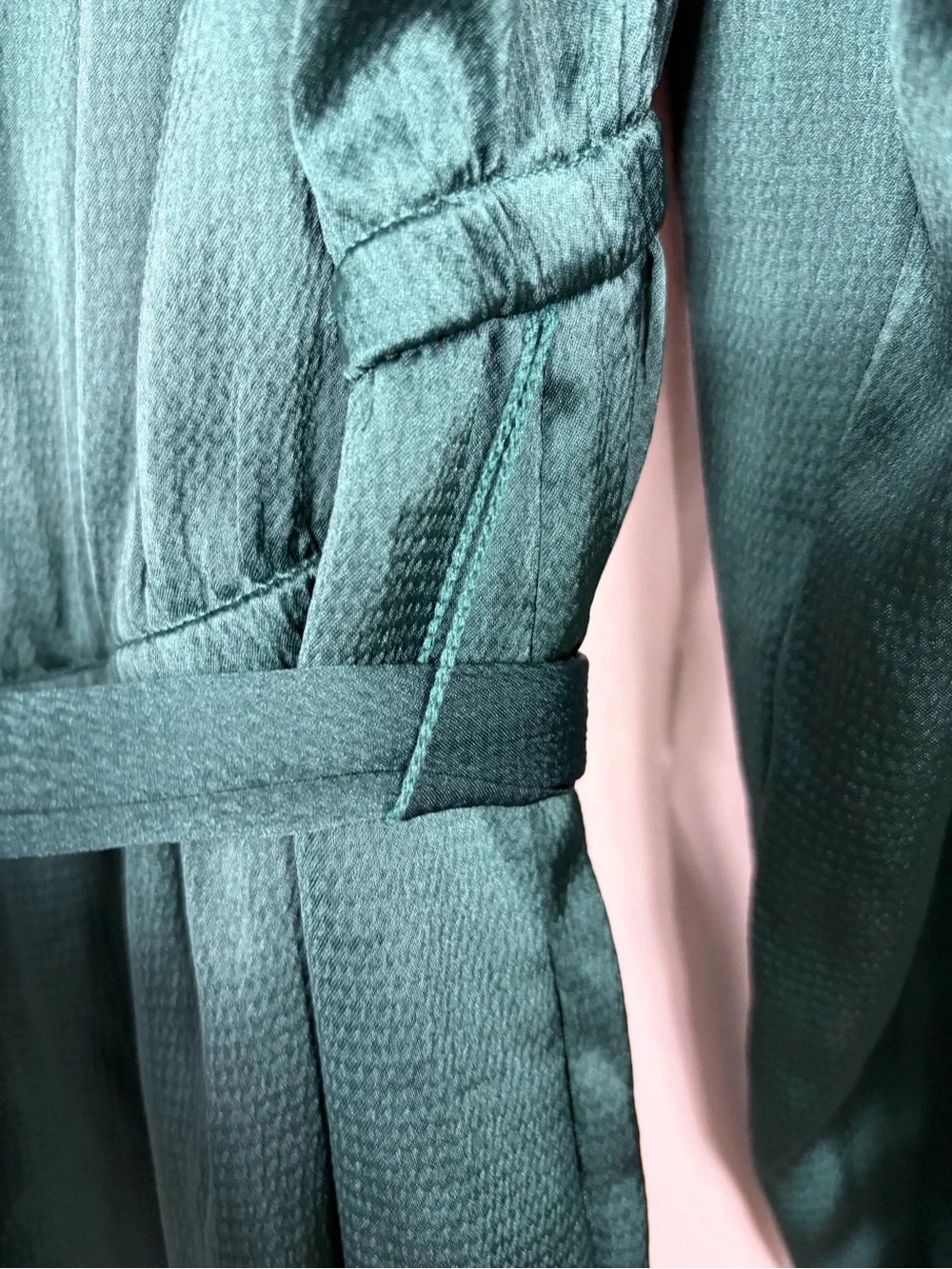Lane Bryant V-Neck Long Sleeve Midi Dress with Tie Waist - Emerald Green sz 18